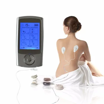 TENS 16Modes Healthcare Eletrodetherapy Massager Points Stimulator Body Blood Circulation+4Pairs 3.5mm Button Type Therapy Pads