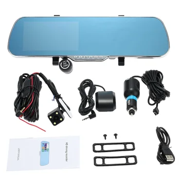 5 Inch Android 4.2 Car Rearview Mirror WiFi GPS Navigation Dual Lens Rear view Full HD 1080P With GPS Tracker Car DVR Camera