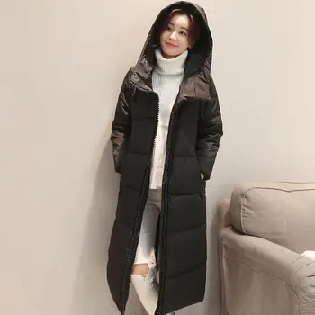 2016 winter cotton coat women's jacket long hooded cotton parka x-long thick women clothing loose jacket kp1298