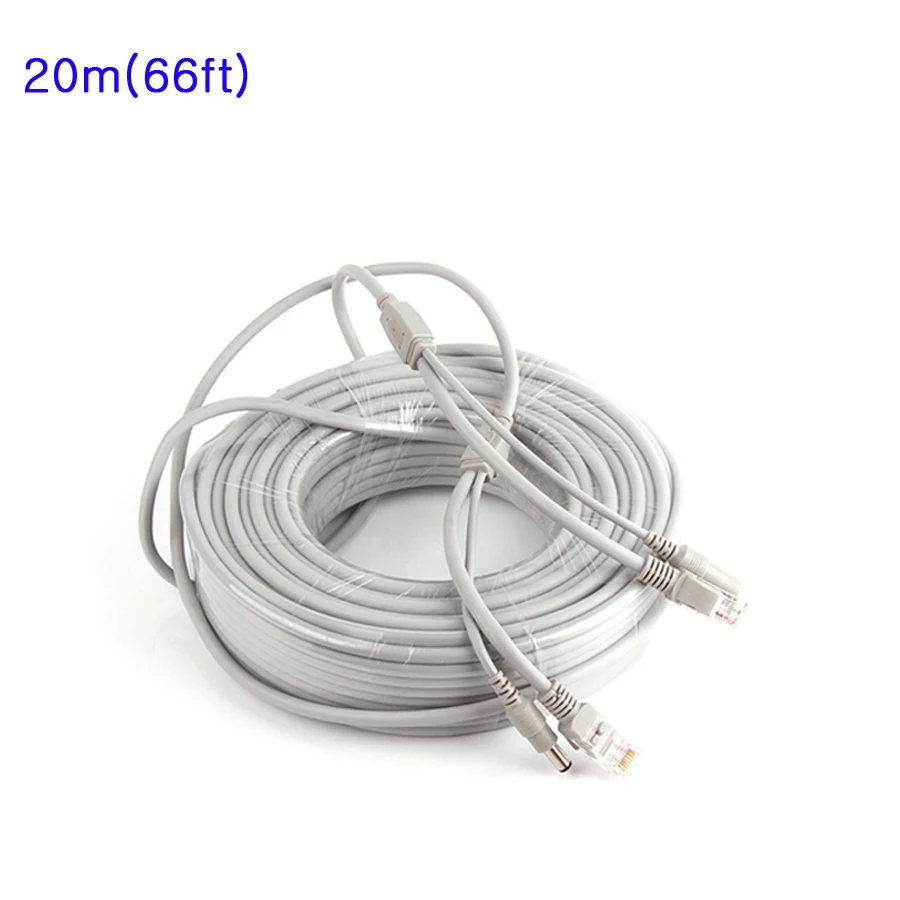 20M/66ft Ethernet Cable RJ45 + DC Power CAT5/CAT-5e Extension CCTV network Cable Lan Cable For IP Camera NVR System