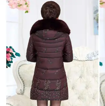 2016 new winter jackets coat mother clothing medium long thicken warm faux fur collar wadded coat cotton women parka kp0988