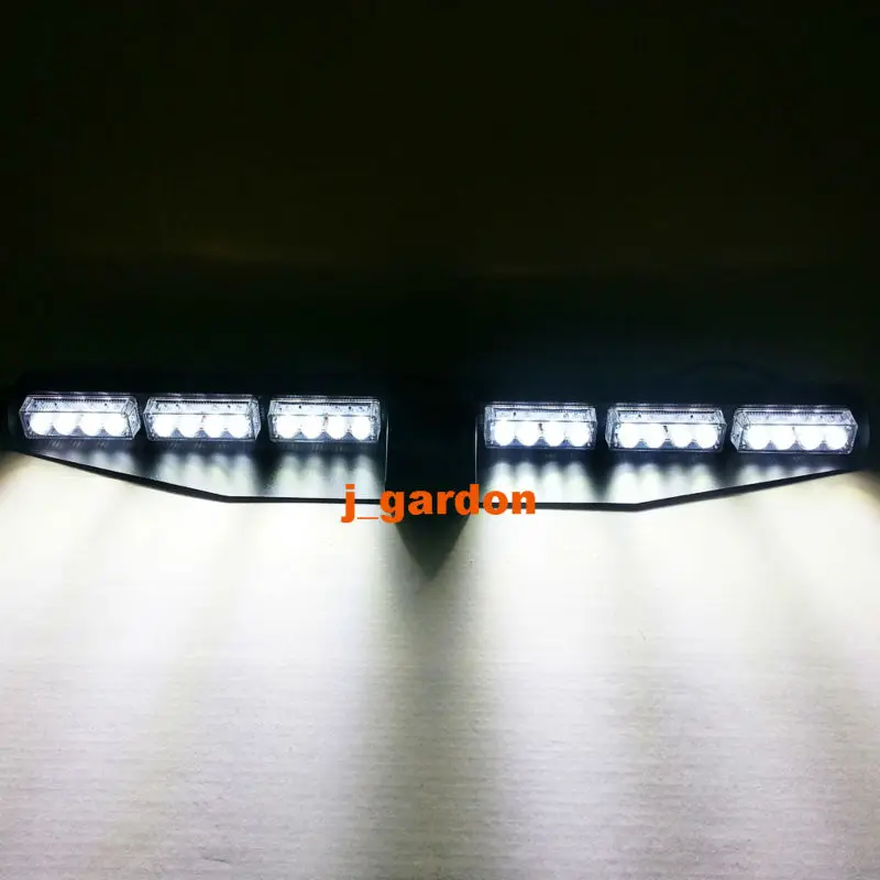 2 x 12 LED 3W Car Truck Emergency Beacon Light Exclusive Split Visor Deck Dash Hazard Strobe Warning White LightBar