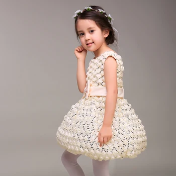 Children Flower Princess Girls Birthday Christmas and New Year Party Dress Kids Clothing 3 Colour