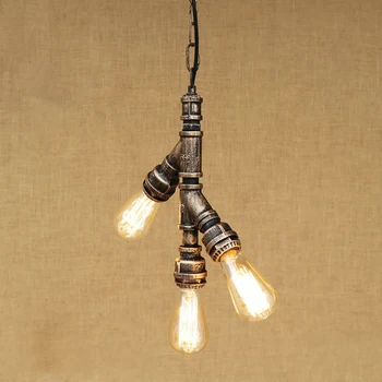 Loft industrial Iron water Pipe Vintage pendant lamp cord e27 3/4 t lights for personalized bar dining room living room cafe