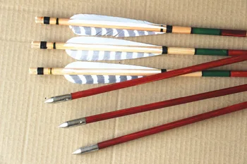 12PK Wooden Arrows Turkey Zebra patton Feather Wood Shaft Archery Recurve Bow Longbow