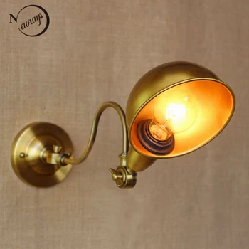 New design classical antique gold adjustable wall lamp with long swing arm for workroom bedside bedroom illumination sconce