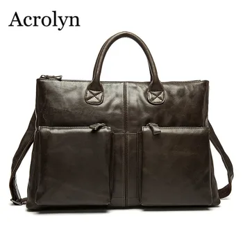 Guaranteed Genuine Leather Handbag Mens Satchel Business Computer Bags Man Shoulder Bag Briefcase
