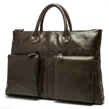 Guaranteed Genuine Leather Handbag Mens Satchel Business Computer Bags Man Shoulder Bag Briefcase