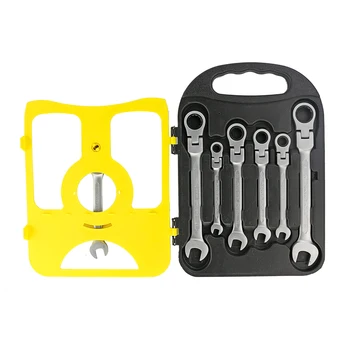 YOFE ratchet handle wrench 7PCS/set Carbon Steel wrenchActivity head can free rotation handle tool Plastic frame spanner set