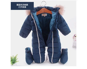 Russia winter natural fur baby clothes baby girls boys Thick Warm jumpsuit newborn snowsuit bebes down rompers kids clothing