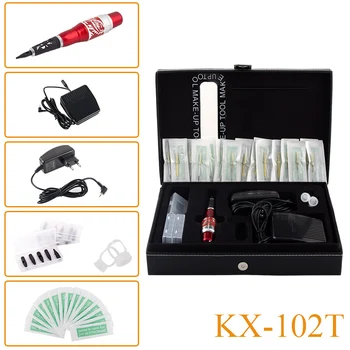 KX-102T Top Professional Permanent Makeup Machine Tattoo Kit Red Dragon Pen Needles Tips for Eyebrow Eyeliner Lips
