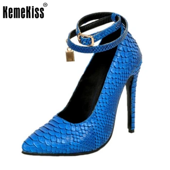 Classic Sexy Pointed Toe High Heels Women Pumps Ankle Wrap Heels Shoes Woman Faux snake Spring Brand Wedding Pumps Size 34-43