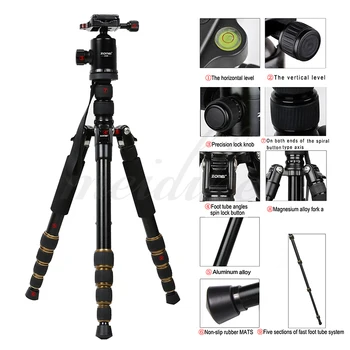 Zomei Z699 Professional Aluminum Travel Tripod Monopod with Ball Head Stand for Camera Camcorder