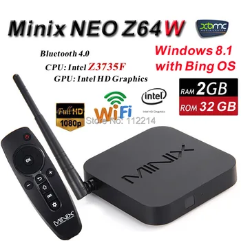 DHL MINIX NEO Z64 Z64W Windows 8.1 with Bing TV Box Intel Atom Z3735F 64bit Quad Core CPU 2G/32G XBMC 1080P Media Player