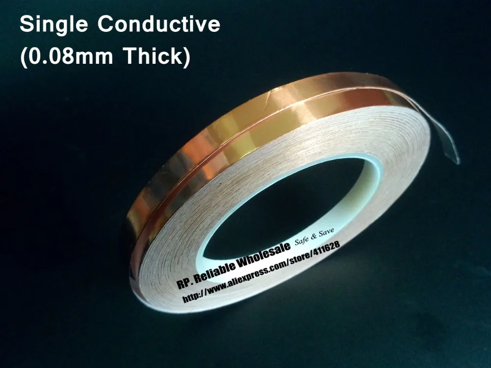 0.08mm thick) 100mm*30M Single Side Adhension Conductive Copper Foil EMI Masking Tape fit for PDA, Transformer