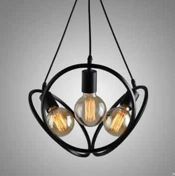 Pendant 3 Light Black Classic Iron Hanging Lantern Ceiling Fixture Lamp Art Cafe Loft Warehouse Lighting Black Cord E27