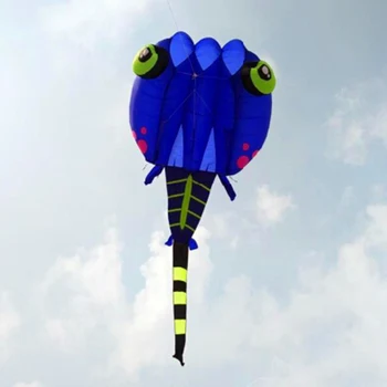 Blue tadpole soft kite nylon ripstop with kite wheel line outdoor toys large kite surf octopus kite
