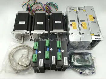 3 Axis Nema34 1700oz.in 12Nm Stepper Motor Drive Kit + Power Supply + 5 Axis Breakout Board CNC Kit for Engraver Lathe Mill