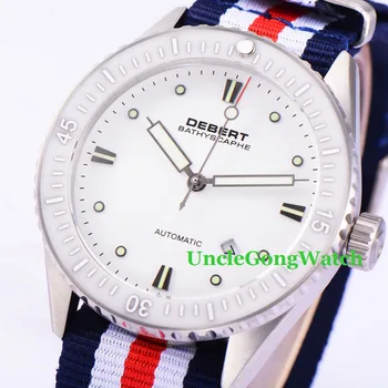 Debert 43mm White Dial Rotatable Bezel WristWatches Sapphire Glass Orologio Miyota Movement Mens Automatic Relojes DT7032SWC