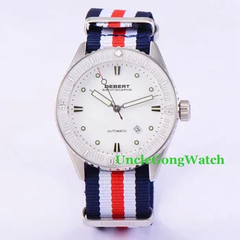 Debert 43mm White Dial Rotatable Bezel WristWatches Sapphire Glass Orologio Miyota Movement Mens Automatic Relojes DT7032SWC