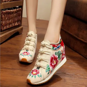 National Double color tourism leisure shoes canvas cloth embroidered Chinese wind cloth shoes size34-40