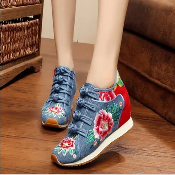 National Double color tourism leisure shoes canvas cloth embroidered Chinese wind cloth shoes size34-40