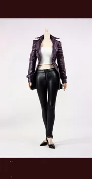 1/6 Scale Female Model Toys Purple Leather Coat Suit Model For 12