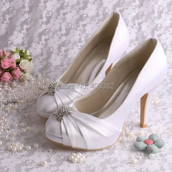 Custom Handmade Dropshipping Cream Bridal Shoes Platform Heel Size 34~42 Wedding Pumps