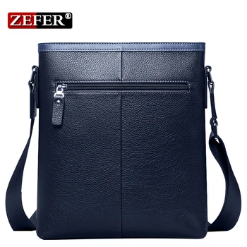 ZEFER Blue color Fashion genuine leather bag Simple Korean style shoulder crossbody bags Soft leather men messenger bags