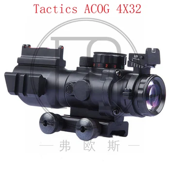 Tactics ACOG 4X32 Range Vision True Red / Green Fiber Red Dot Range and Double Lighting Chevron Ballistic Tactical