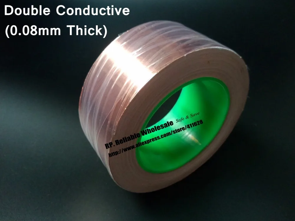 80mm*30M*0.08mm thick Single Sticky, Two Face Electric Conduction Copper Eliminate Electromagnetic Interference Foil Tape