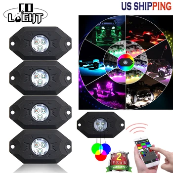 CO LIGHT 9W RGB Rock Light Kit IP68 With CREE LED Chips Under Car Truck Vehicle Light Bluetooth For Offroad SUV 4WD ATV