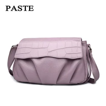 PASTE Natural Genuine leather bag Crocodile pattern First layer cowskin Shoulder crossbody bags Elegant women messenger bags