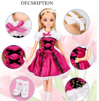 Fashion princess wardrobe doll dream chest toy Play house doll Clothes shoes toys More than 30 kinds of accessories kids gift