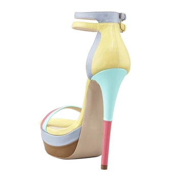 New Multicolor Women Sandals Sheepskin Buckle Strap Open Toe Sweet Thin Heels Shoes Woman Platform Footwear Size 35-46 B046