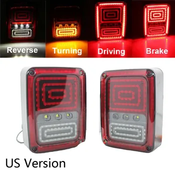 2PCS New Style Plug and Play LED Taillight Assembly Reverse Brake Tail Light US EU Version For Jeep Wrangler 07-15