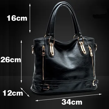 Women Handbags Ladies Casual Simple Shoulder Bags Designer Genuine Leather Handbags Purses Toe Black
