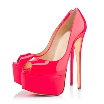 Women Thin High Heels Pumps Ladies Platform Open Toe Pumps Brand New Fashion Party Shoes Woman Size 35-46 B088