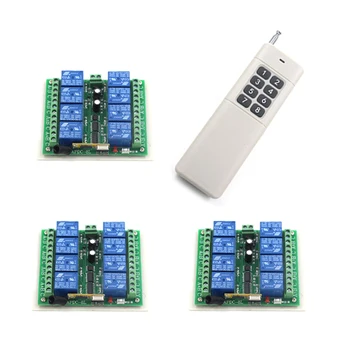 Long Distance DC24V 8CH RF Wireless Remote Control Transmitter with Big Button +3pcs Receiver 315/ 433.92MHZ