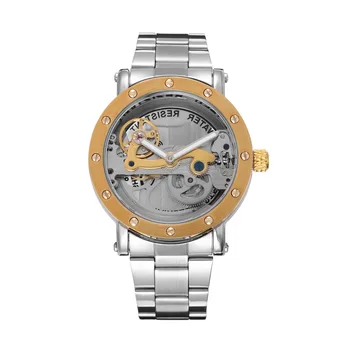2017 New design Engraving Crave Movement Automatic Watch Hollow Out Skeleton Flywheel Golden Men Luxury Brand Watches Male Clock