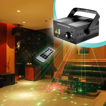 RG 40 Patterns Red Green Mini Laser Projector Light and Blue LED with Remote laser show system auto Sound/ Music Active DJ Disco