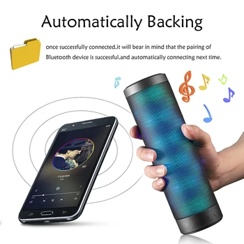 LED Bluetooth Speaker Portable Column Stereo Hi-Fi Wireless with Dancing Colorful Powerful Enhanced Bass LED Light Speaker