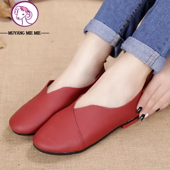 2017 Genuine Leather Fashion Women Shoes Personality Flat Shoes Woman Cow Leather Soft Casual Flat Shoes Women Flats