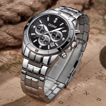 DOM Luxury Brand Men Wrist Watch Fashionable Famous Male Stainless Steel Strap Clock Quartz Wrist Watch Waterproof Watch