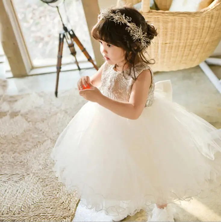 Sequins Tutu Dress Ball Gown For Girls Cotton Solid Color Kinderkleding Meisjes Sleeveless Flower Girl Dresses For Weddings