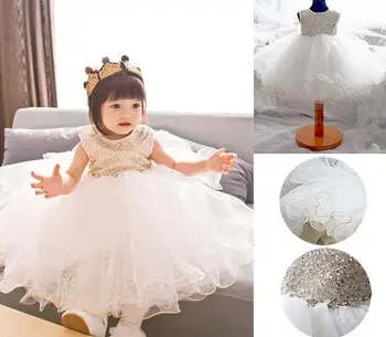 Sequins Tutu Dress Ball Gown For Girls Cotton Solid Color Kinderkleding Meisjes Sleeveless Flower Girl Dresses For Weddings