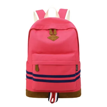 Large Capacity Panelled Stripe Canvas Casual Bag For Girls Women Travel Laptop School Bag Leisure Student Bag Fashion Hot