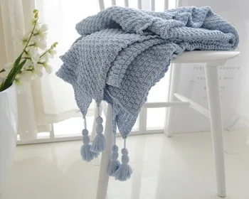 130X170CM Cotton Cable Knit Throw Blanket Super Soft Warm White Color Fluffy Blanket INS Facebook online celebrity blanket