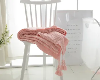 130X170CM Cotton Cable Knit Throw Blanket Super Soft Warm White Color Fluffy Blanket INS Facebook online celebrity blanket