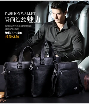 DongHong Men briefcase genuine handbag luxury designer authentic leather messenger bag travle single shoulder hand bags